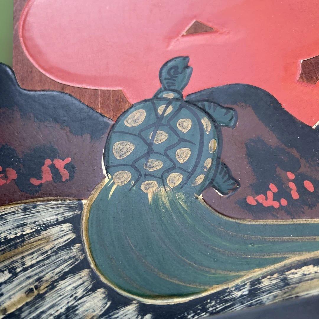 大入看板 鶴 亀 昭和レトロ アンティーク 木製看板 古美術 ヴィンテージ