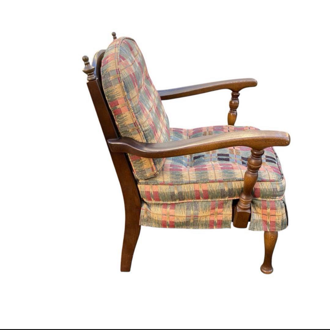 るーちゃん アンティーク チェック 飛騨産業 キツツキ 1人掛け