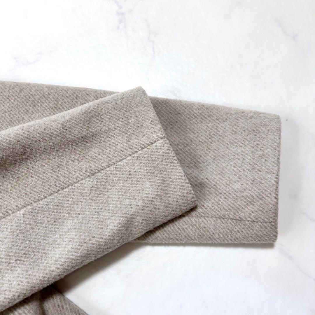 極美品 マドモアゼルノンノン ニット襟 ウールコートベージュ系 日本製 ゆったり