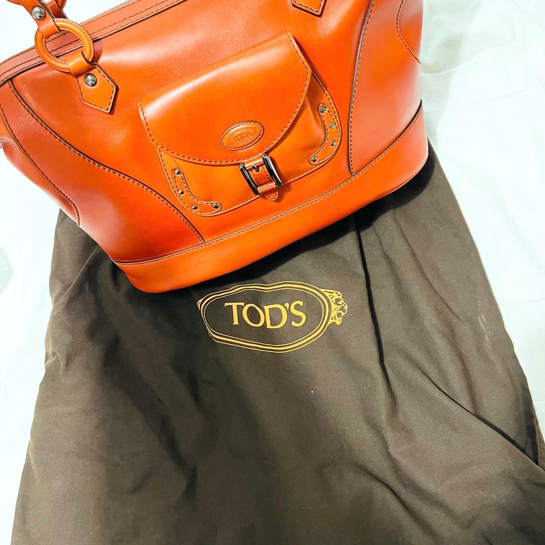【美品】TOD'S カーフ レザー ハンド トート バッグ ショルダー 大容量