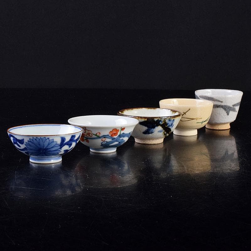 五名工　清水六兵衛　永楽善五郎　平安三浦竹泉　寄せ盃　五客　共箱　M　R7801