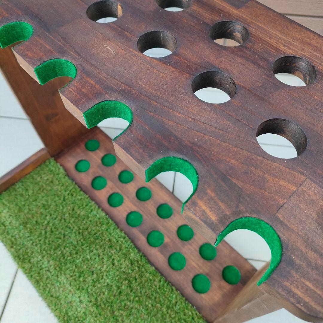 ゴルフクラブスタンド15本＋8本掛け【完成品】フェルト＆人口芝、塗装付