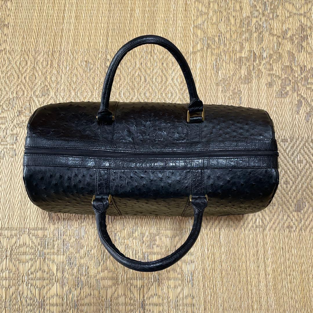 美品 オーストリッチ ボストンバッグ 黒 ブラック 2WAY 旅行 バック