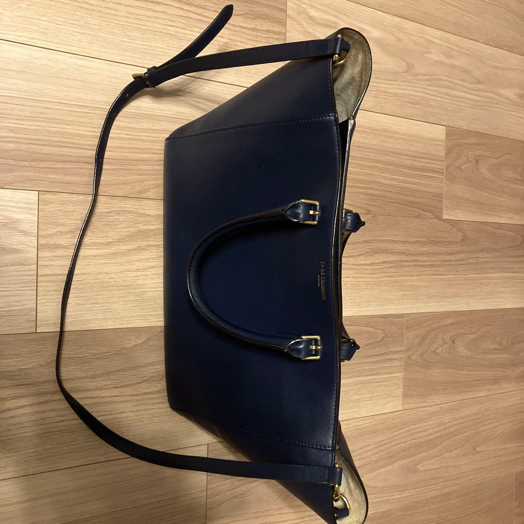 J&M DAVIDSON ネイビー レザー ショルダーバッグ