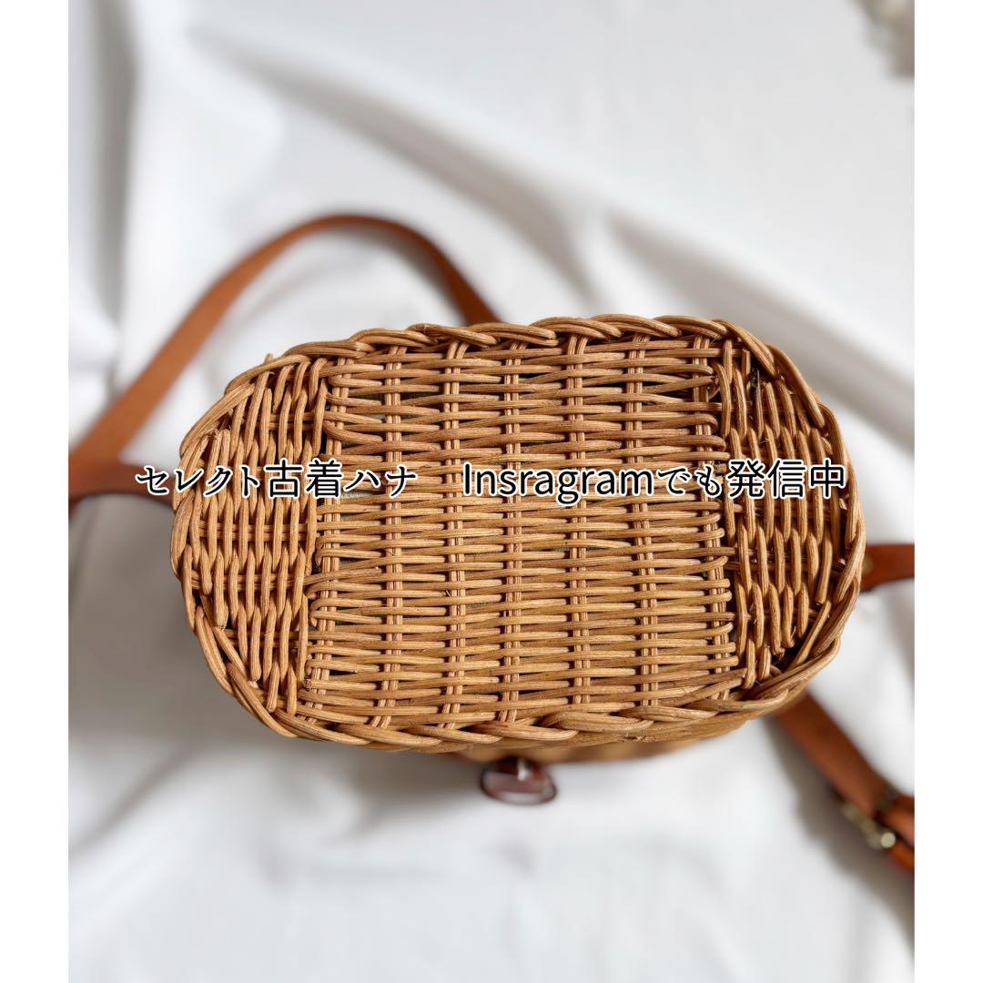 25115 ラタン　かご　バスケット　ショルダー　バスケットバッグ レザー