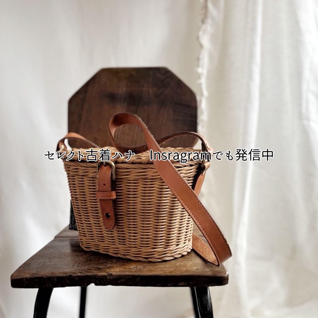 25115 ラタン　かご　バスケット　ショルダー　バスケットバッグ レザー