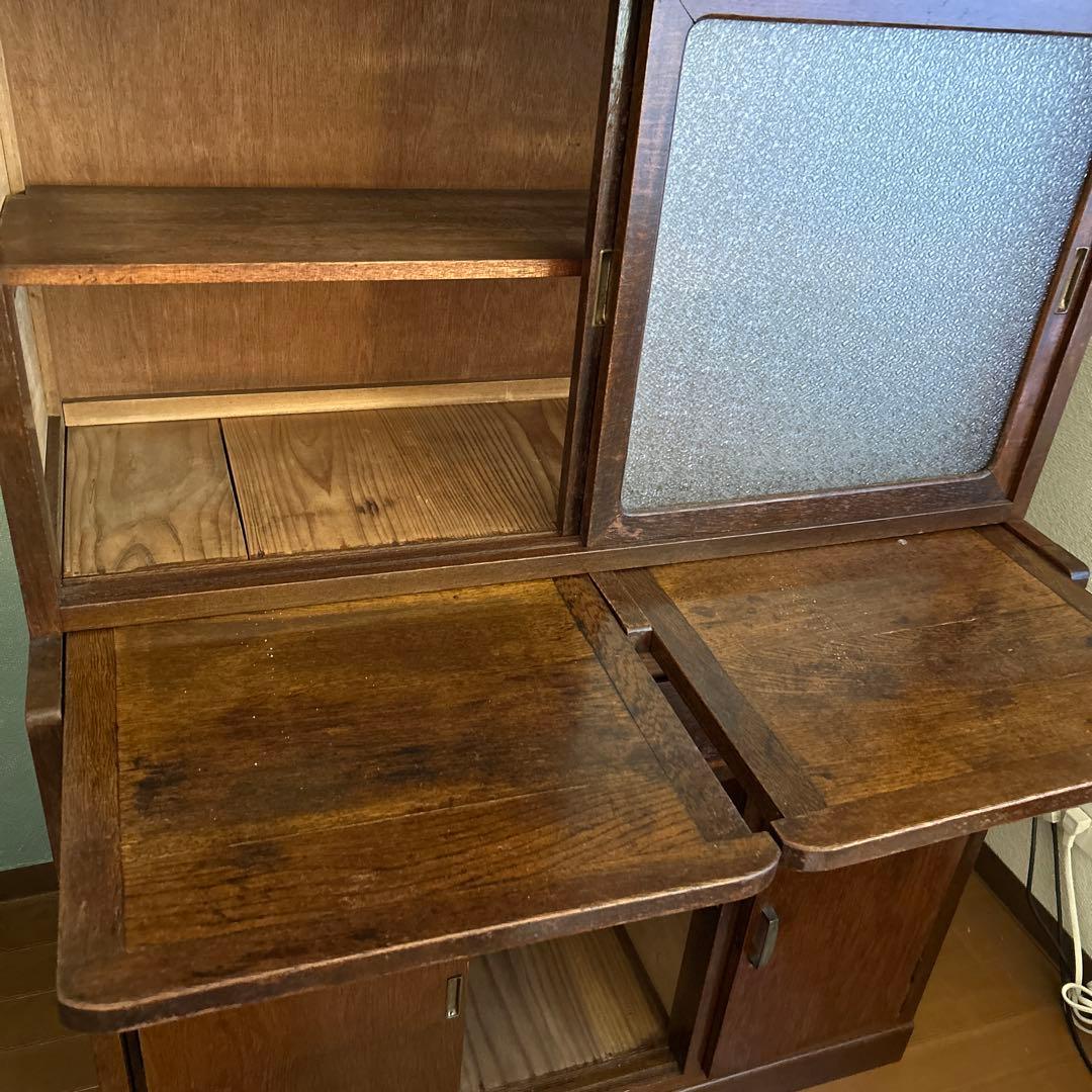 古家具ダイヤガラス食器棚　水屋箪笥