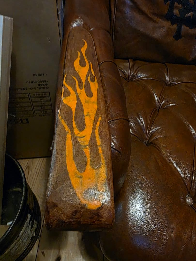 アメリカン ビンテージ 仕様 ソファ リメイク ホットロッド クロスパッチ 本革