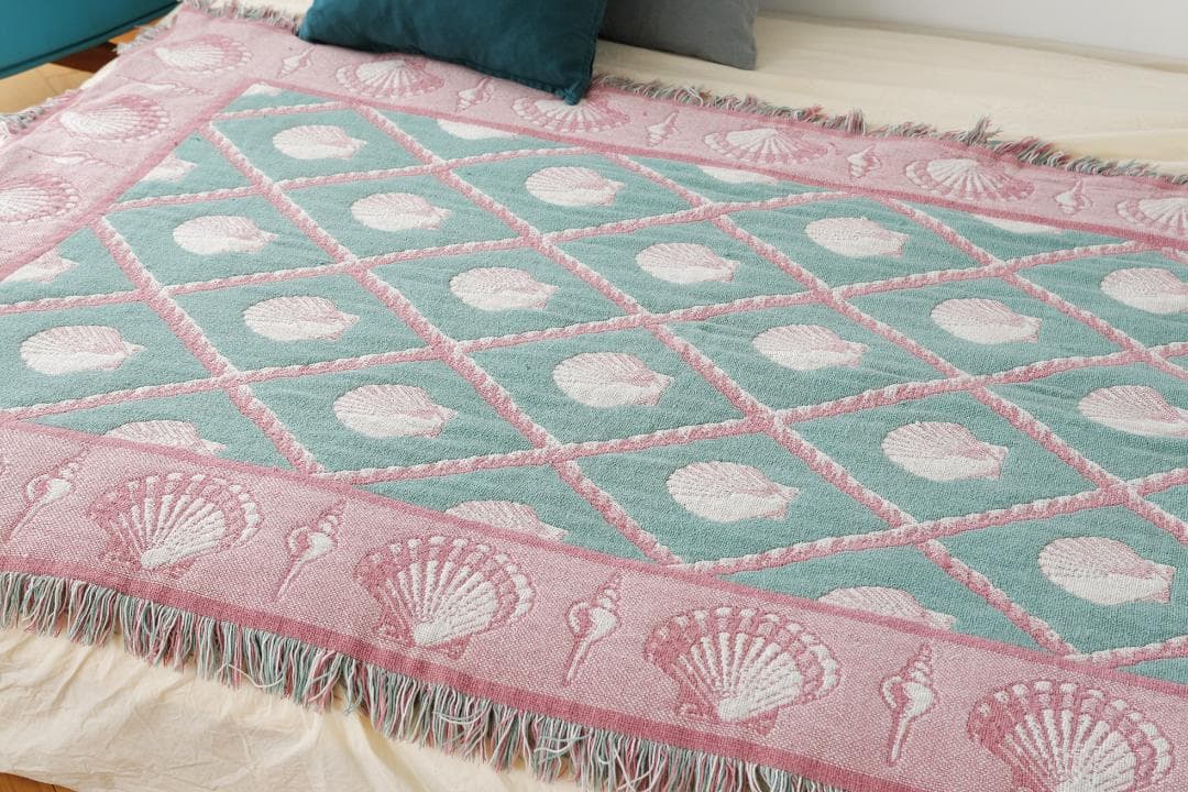 80s Shell Rug USA　ビンテージ　ラグ　絨毯ブランケット