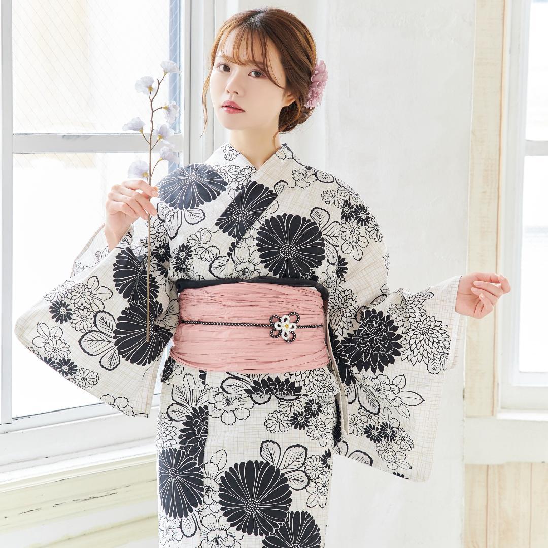 新品 浴衣 セット 浴衣セット ゆかた 大人 レディース 黒 白 Y4-73