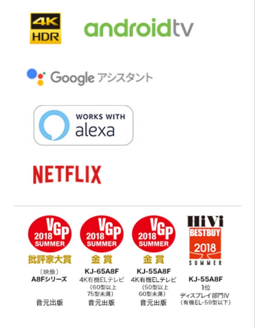 SONY ソニー 4K有機ELテレビ 65インチ KJ-65A8F ブラビア