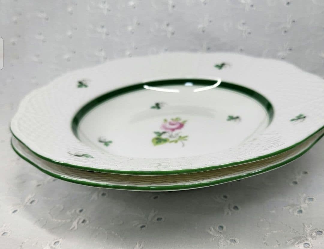 未使用近✨ヘレンド ウィーンのバラ 薔薇 プレート 深皿 サラダ デザート