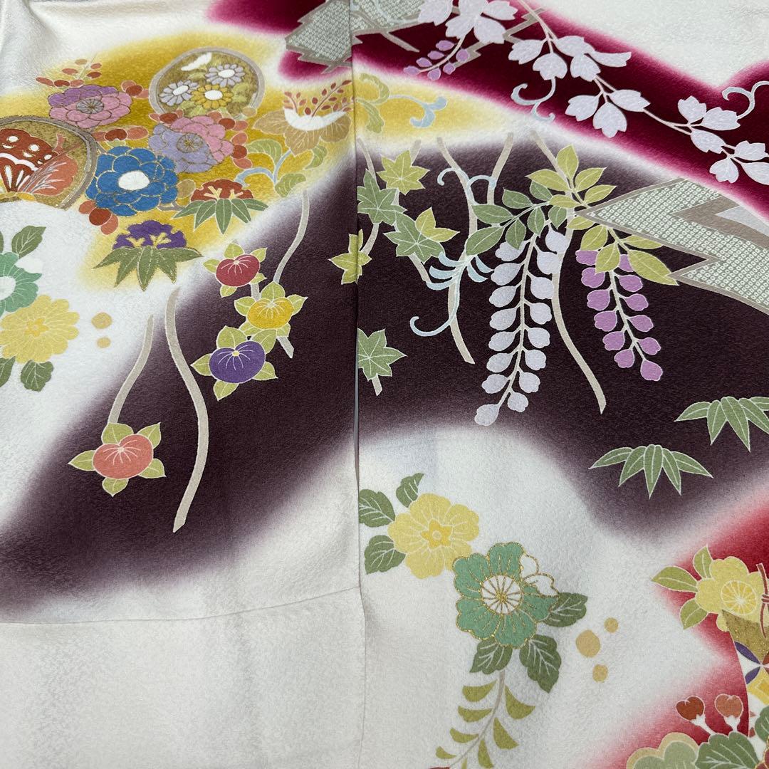 白地 染め分け 古典柄 京友禅 金駒刺繍 振袖