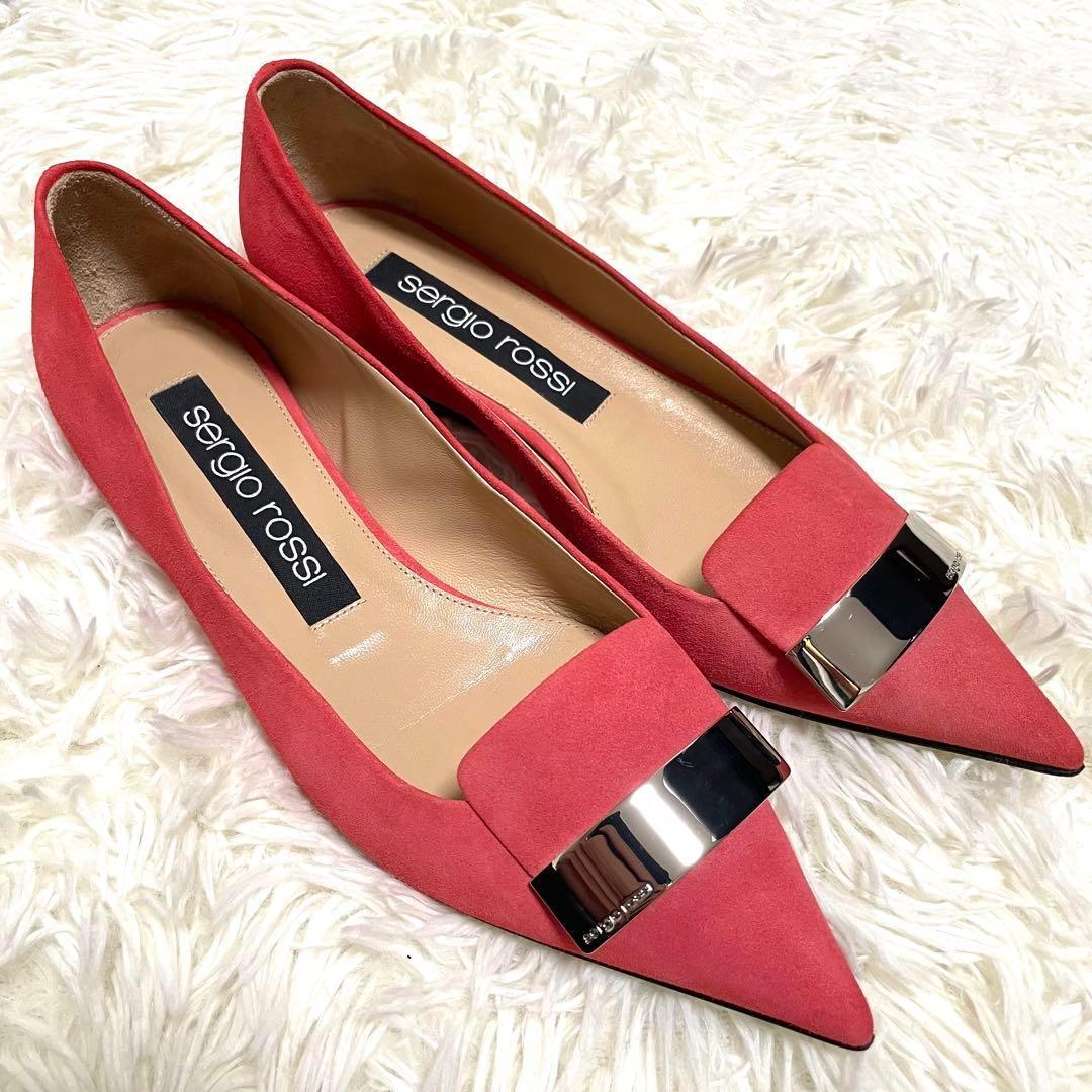 ✨極美品✨セルジオロッシ SR1 フラット パンプス スエード プレート