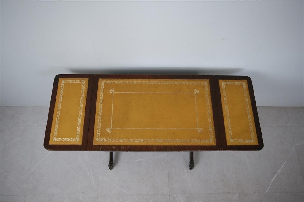 英国アンティーク木製ドロップリーフソファテーブル/折畳机バタフライ(92-282