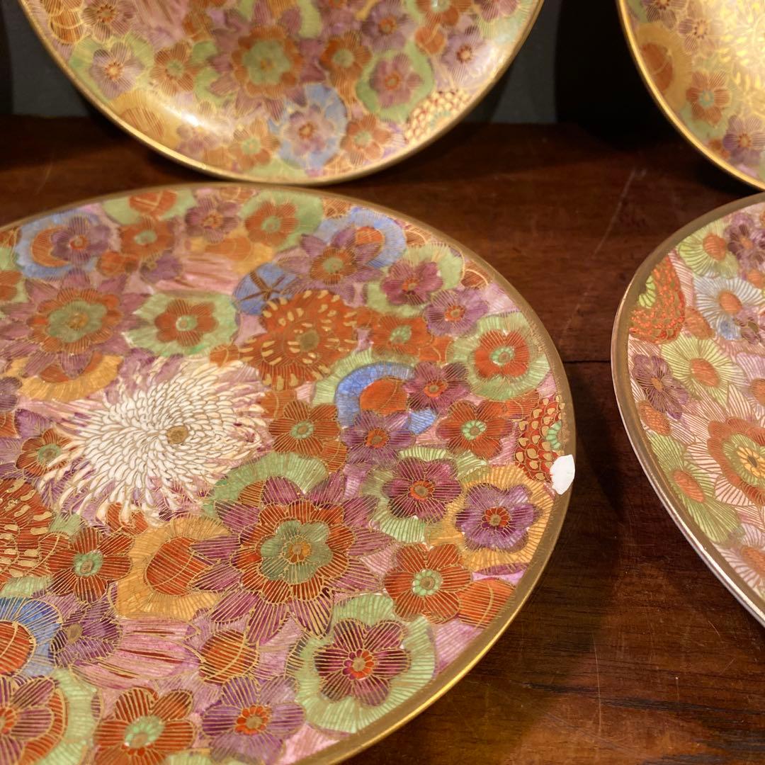 薩摩焼 明治 アンティーク 金蘭手まとめ売り カップ&ソーサー 骨董品 蔵出し