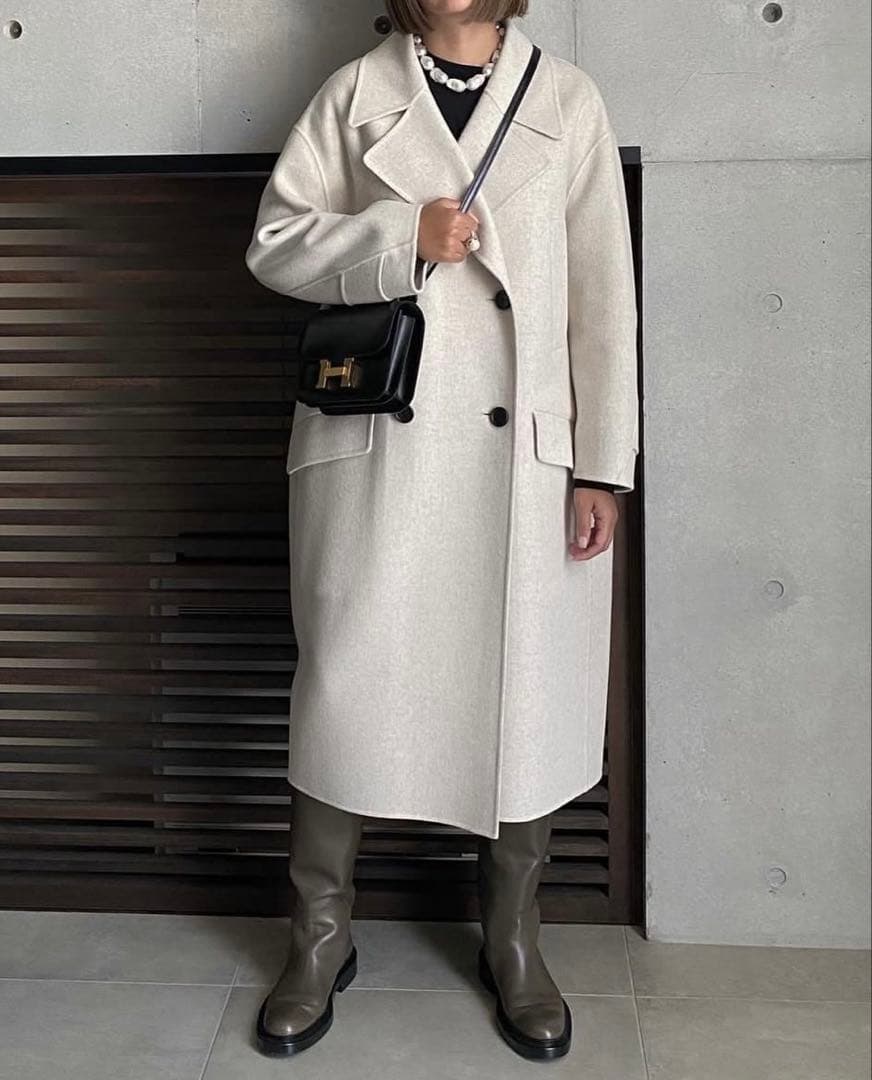 lohen ローヘン ハードメルトンリバーピーコート　ホワイト