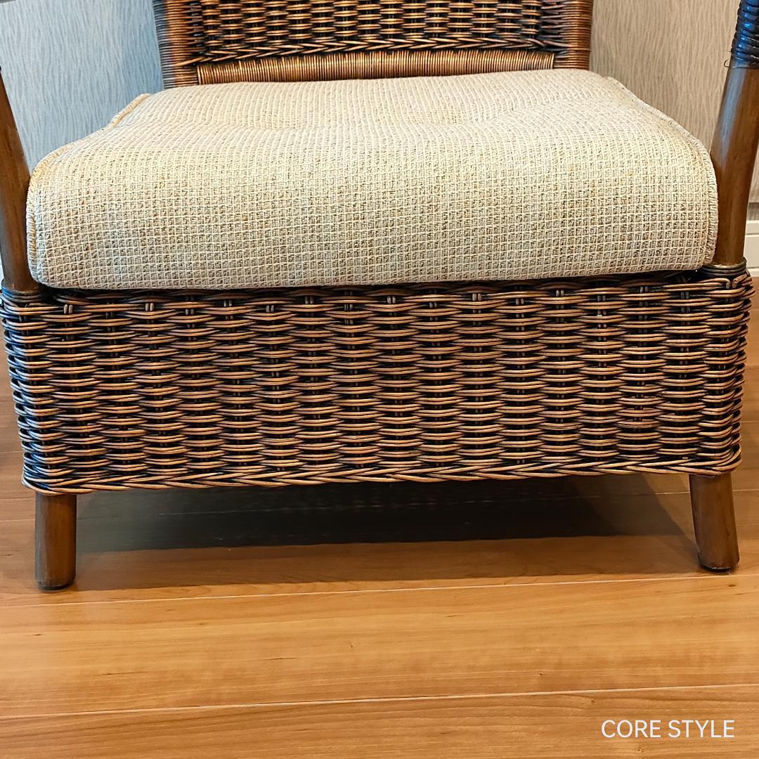 美品　KAZAMA 　ラタン　籐ソファ 　1人掛け　ラウンジチェア　A1