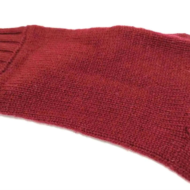 美品 HERMES カシミヤ手袋 赤 ロング丈 全長37.5 手囲い21 d01