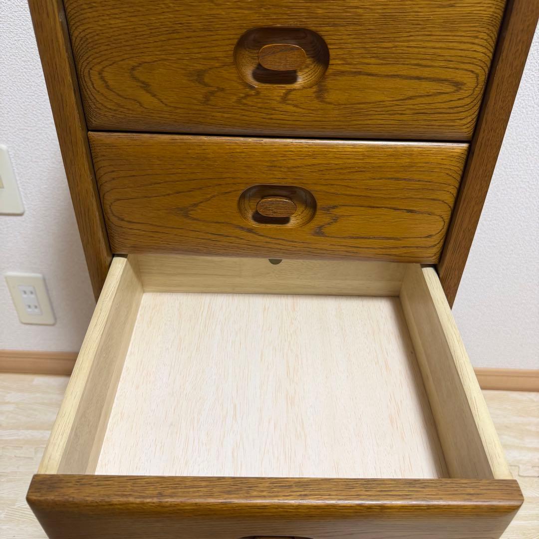 浜本工芸 ナラ材 木製 6段 スリムチェスト 国産