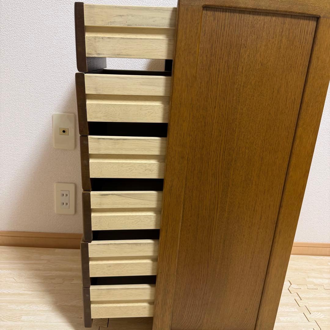 浜本工芸 ナラ材 木製 6段 スリムチェスト 国産