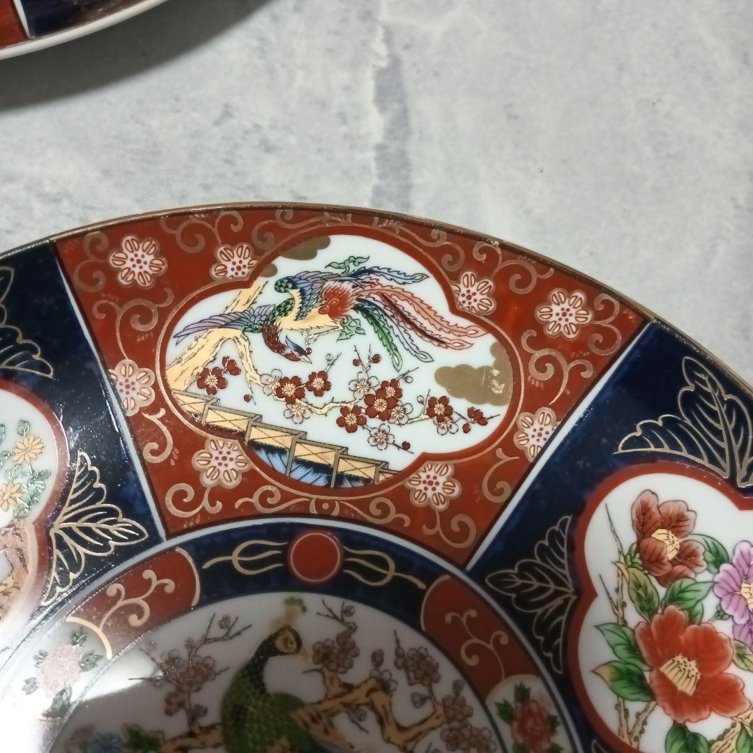 伊万里焼　秀峰作　大皿　飾り皿　孔雀図　3枚セット