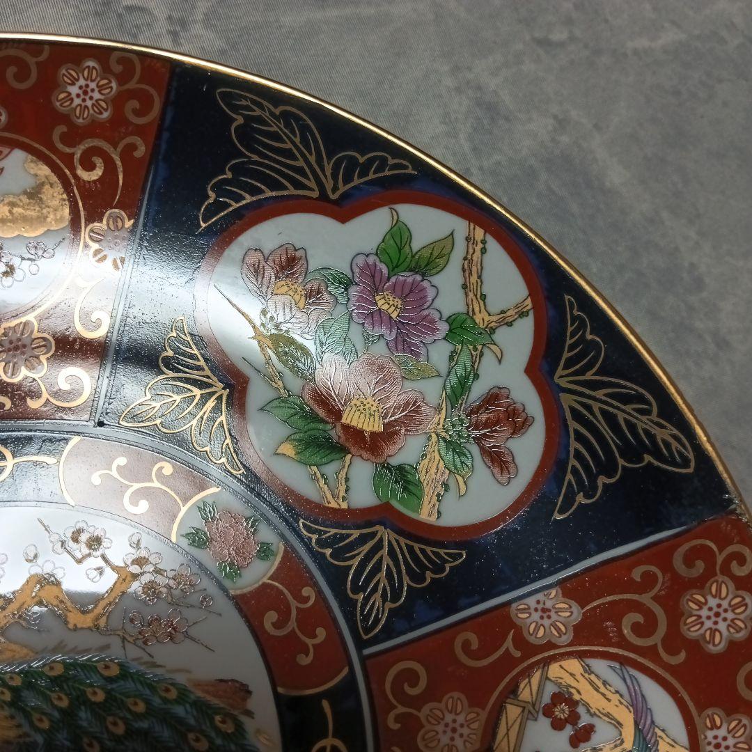 伊万里焼　秀峰作　大皿　飾り皿　孔雀図　3枚セット