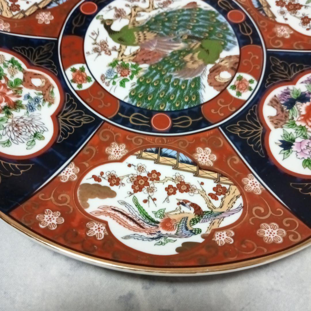 伊万里焼　秀峰作　大皿　飾り皿　孔雀図　3枚セット
