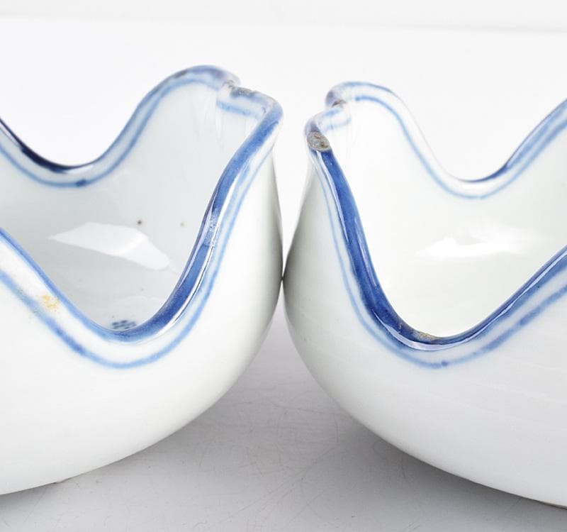 カルカル63 中国　古染付　山水文　向付　十人前　時代箱付　D　3915C