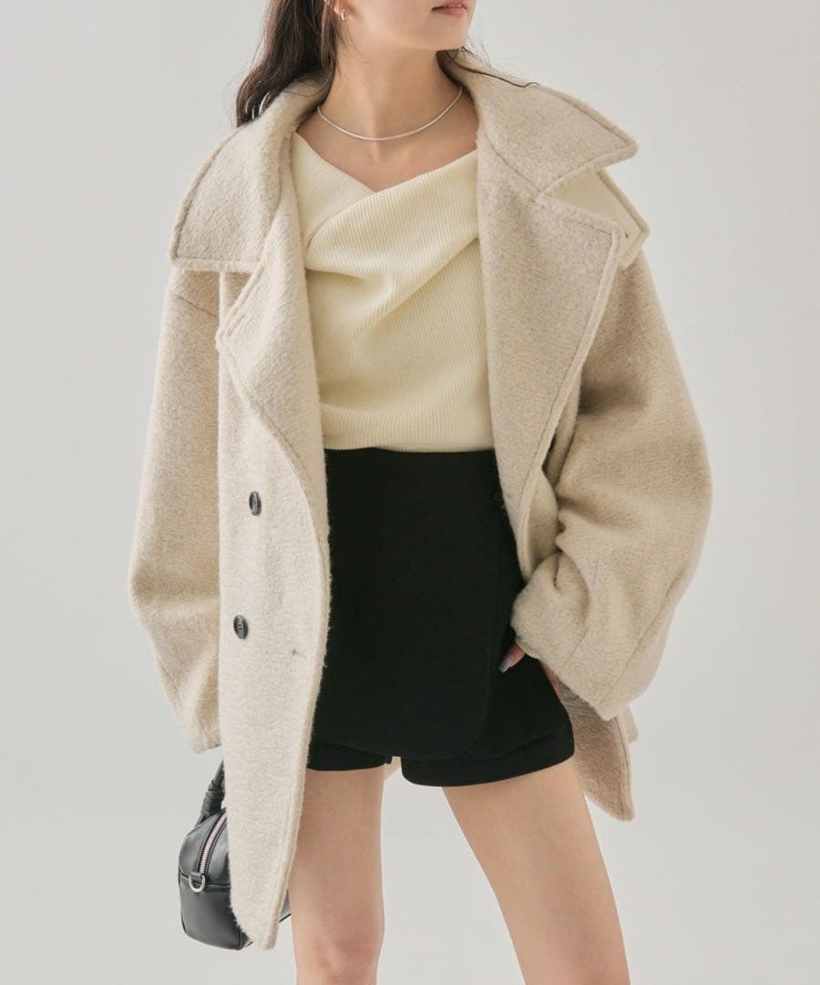 【新品未使用】mystic シャギーミドルコート　アイボリー　サイズ2