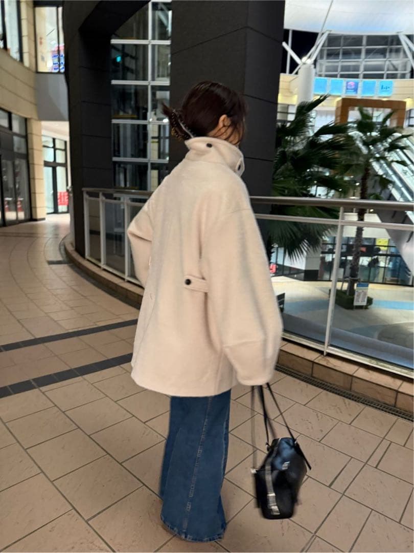 【新品未使用】mystic シャギーミドルコート　アイボリー　サイズ2