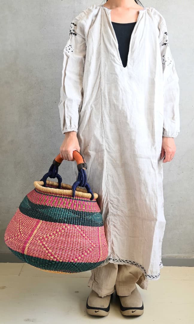 セール/新品/アフリカ ガーナ製/ブルキナボルガ バスケット/44×46cm