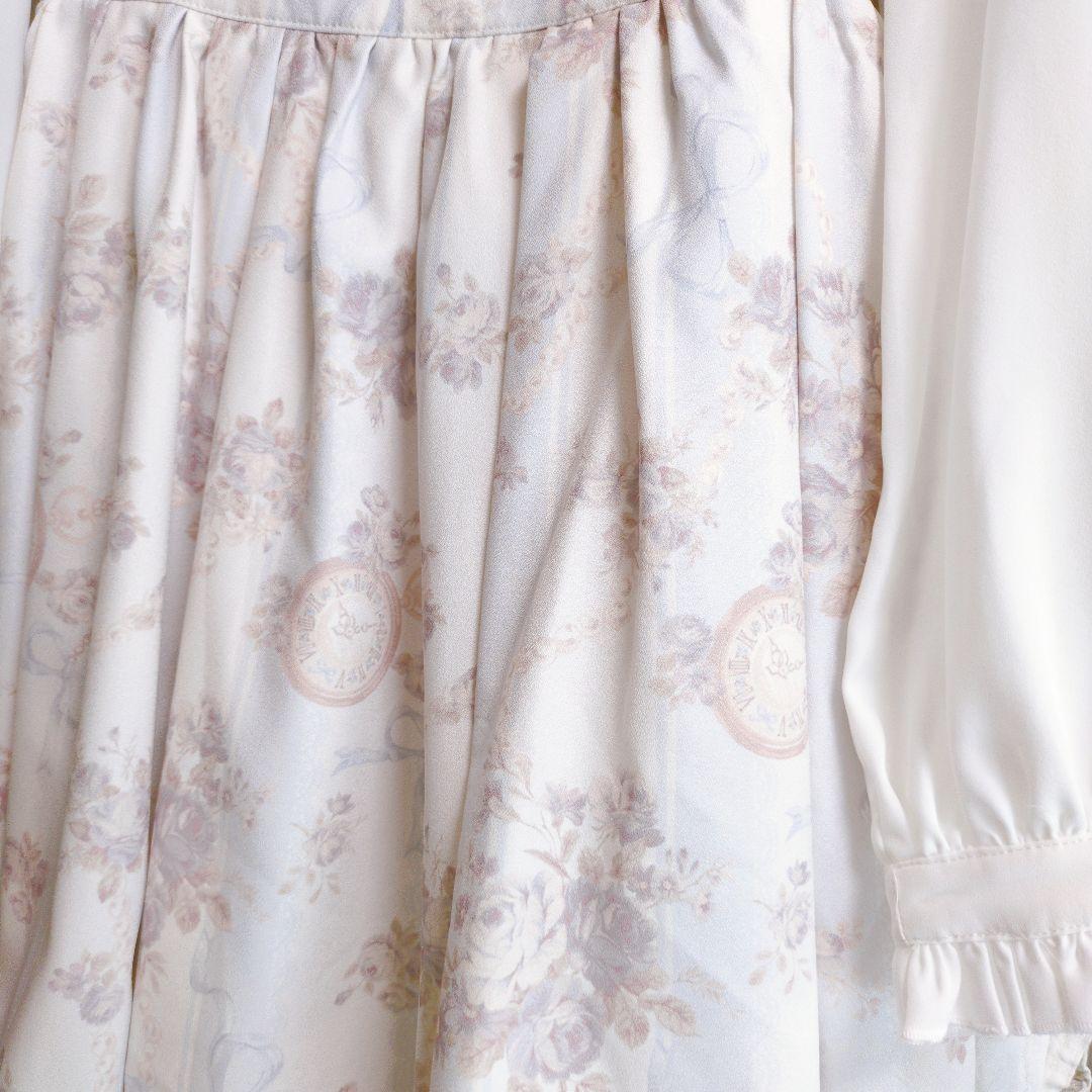 ふんわり✨LIZLISA ローズ柄 ストライプワンピース フリル お花ボタン♡