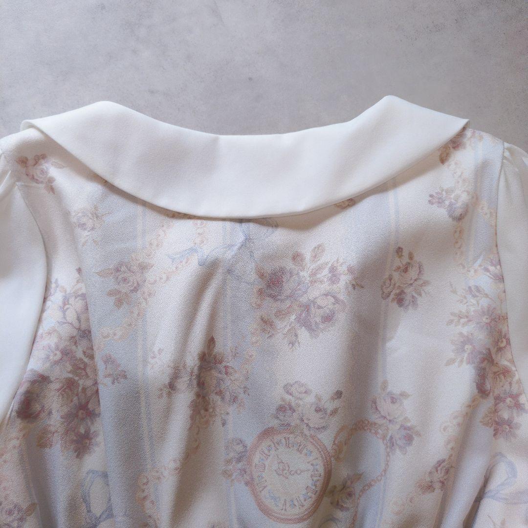 ふんわり✨LIZLISA ローズ柄 ストライプワンピース フリル お花ボタン♡