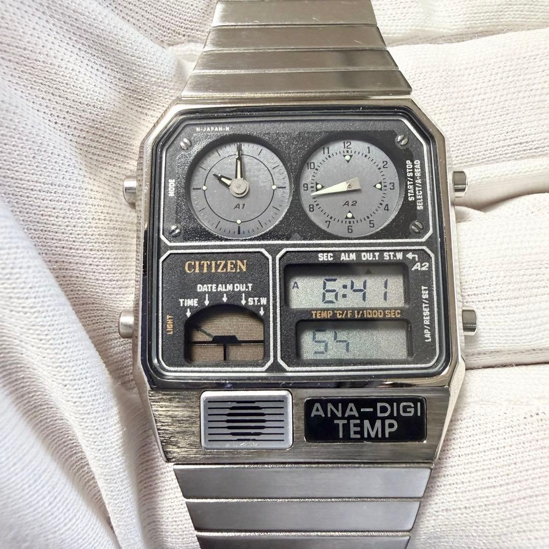 美品 シチズン アナデジテンプ 8988-001911 メンズ クォーツ腕時計