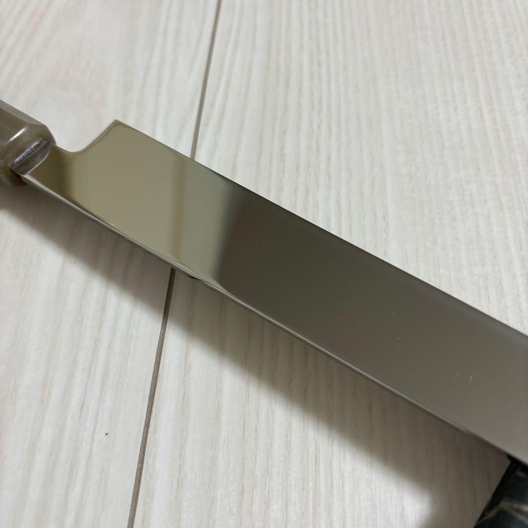 新品　ウルトラ鏡面　ステン本焼V金10号柳刃包丁270mm 高級黒檀白水牛八角柄