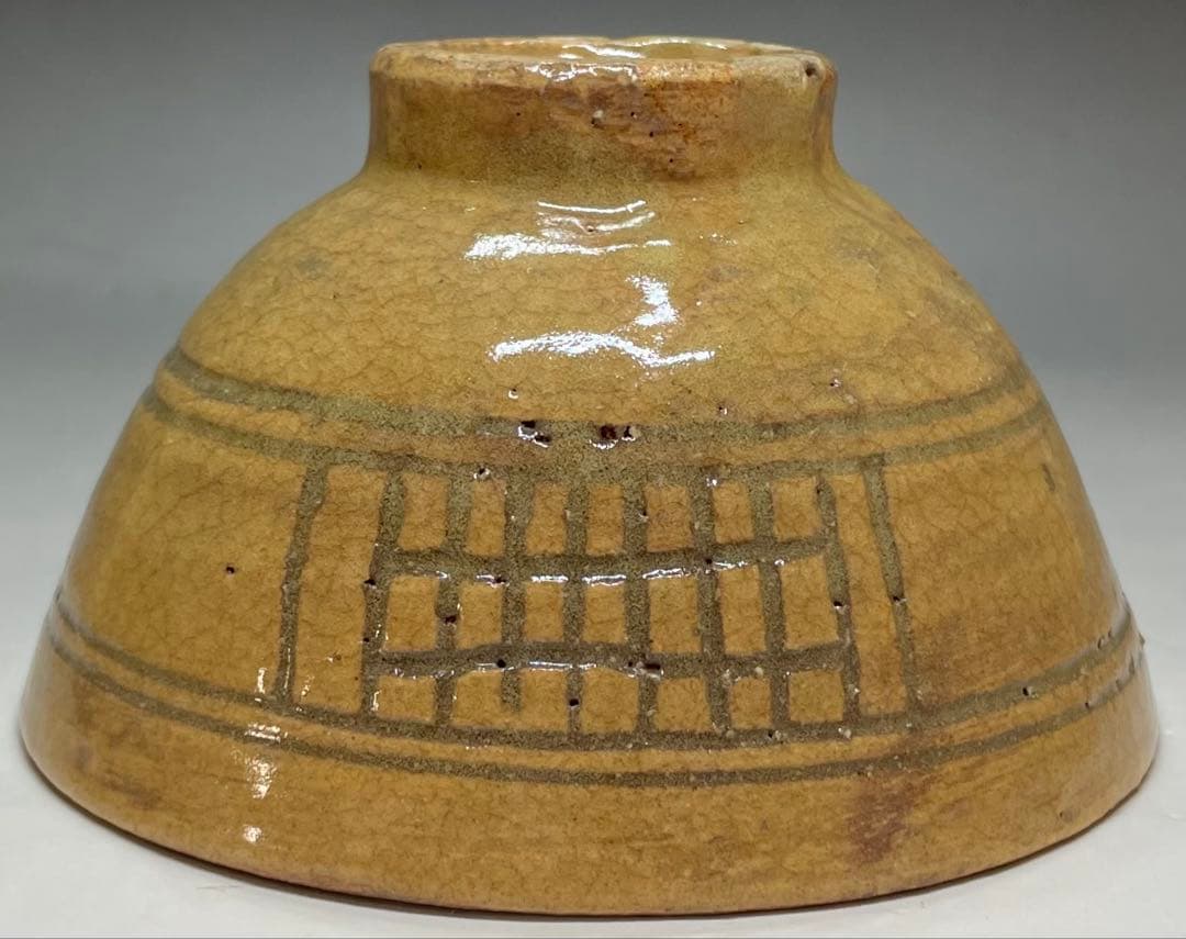 佐久間勝山　淡々斎書付　松古窯　彫三島　茶碗　万古焼　四方桟共箱　M91