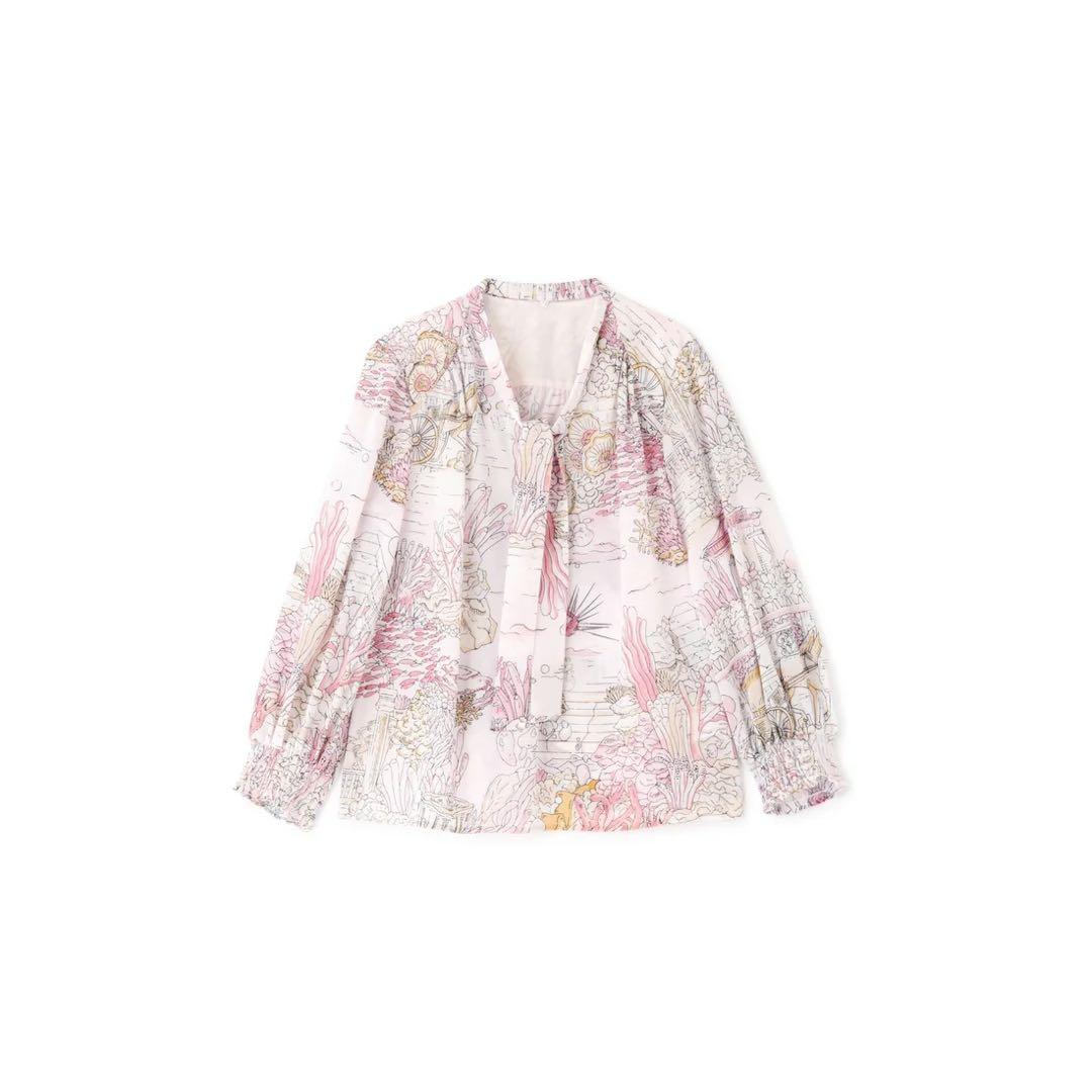 PINKY&DIANNE ノーティカルプリントブラウス　ピンク