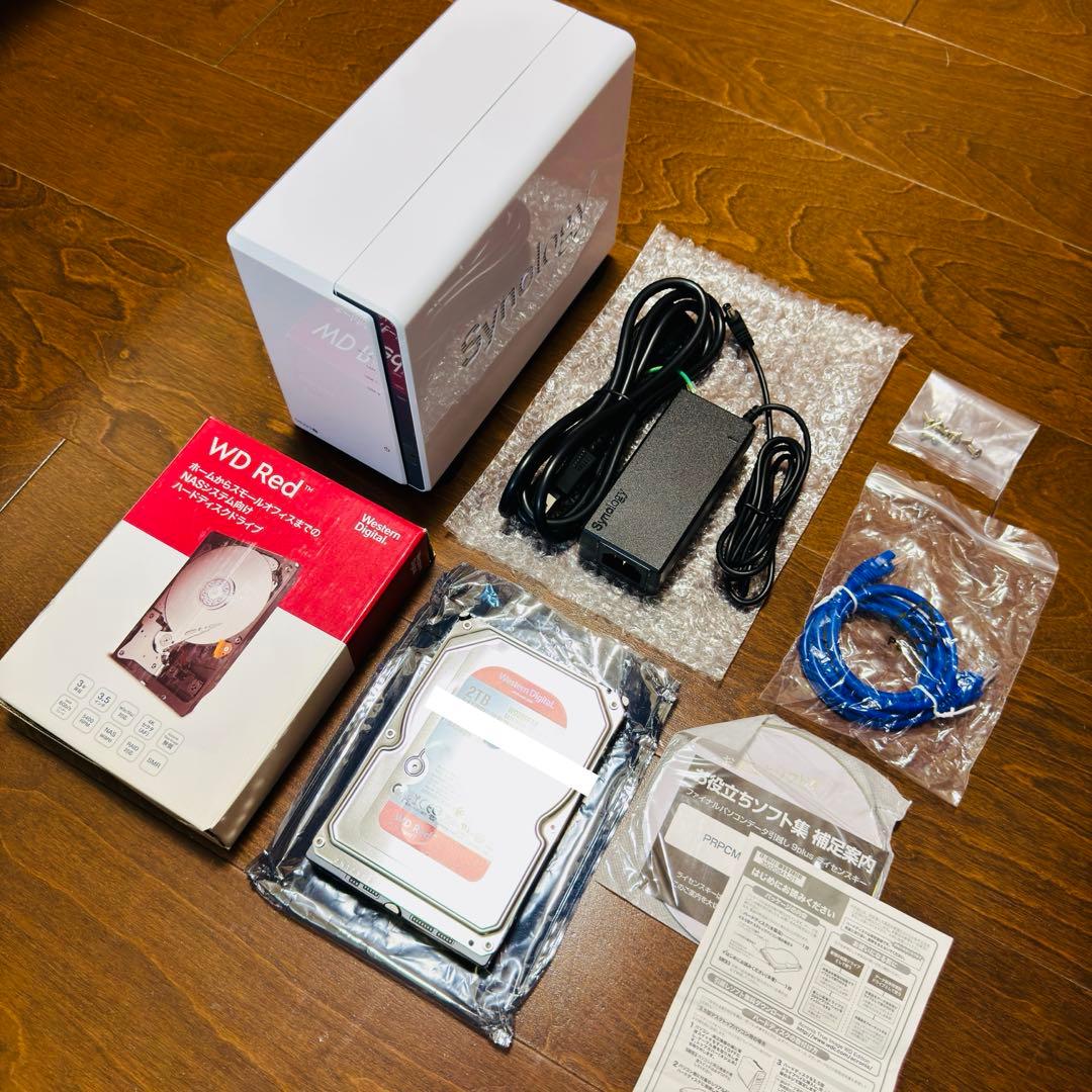 外付けハードディスク・ドライブ Synology DS223J + WD Red 2TB(7760h)