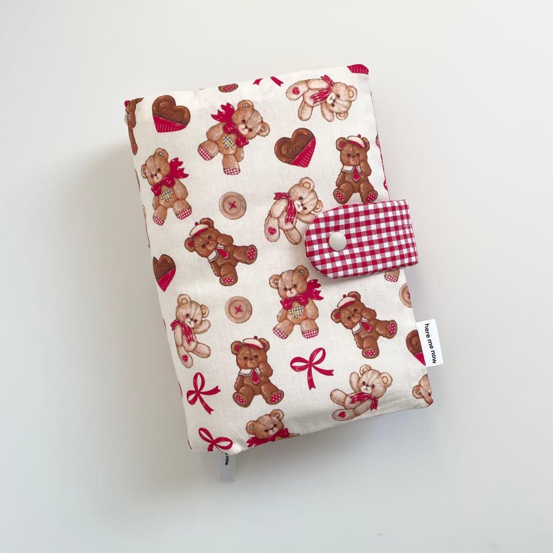 早い者勝ち　韓国　バインダー　カバー　貯金　リフィル　A6 熊　ベア　赤チェック