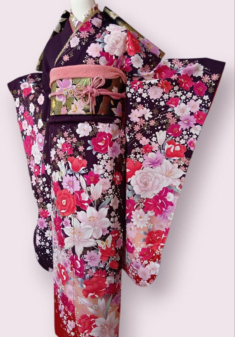 成人式　振袖フルセット　紫　卒業式　前撮り　週末SALE