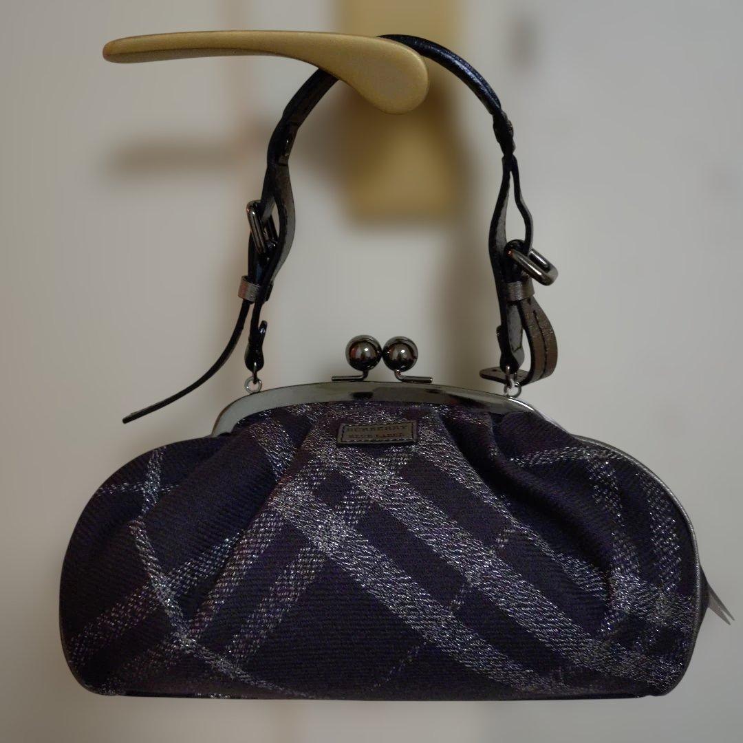 バーバリーブルーレーベル がま口 バッグ レア チェック柄 新品未使用 タグ付き