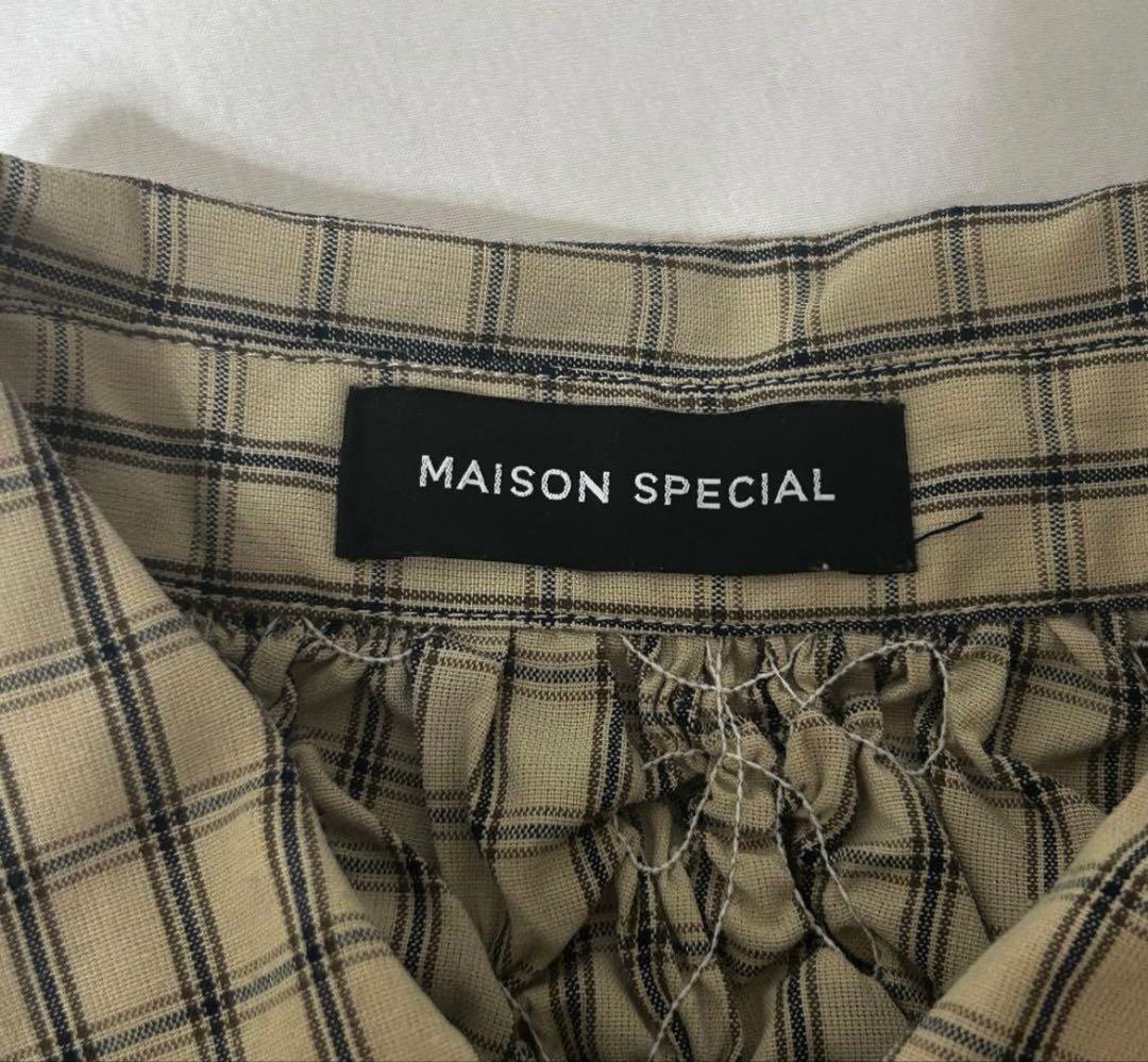 MAISON SPECIAL チェックシャーリングショートシャツ