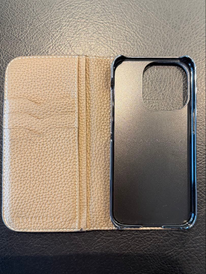 BONAVENTURA iPhone15pro ネイビー レザー 手帳型ケース