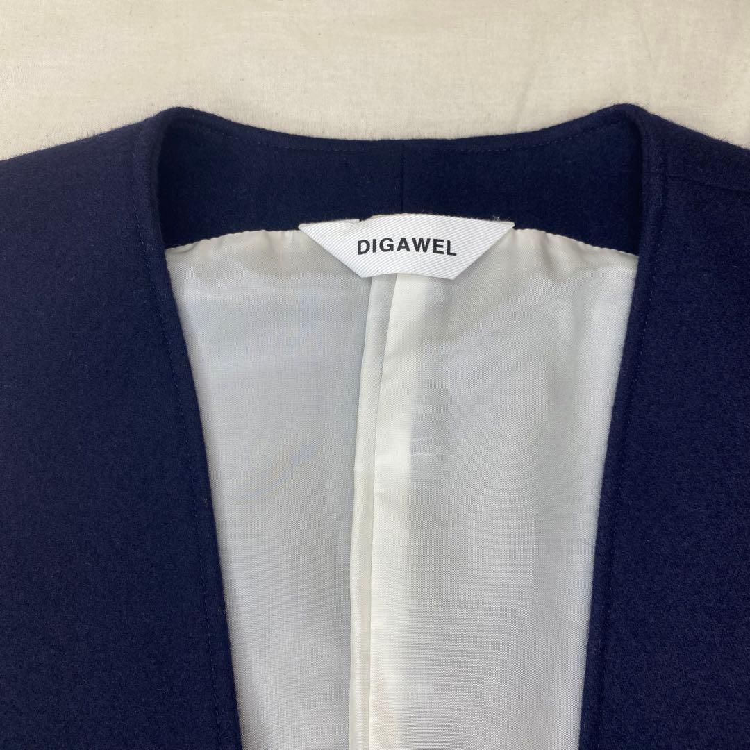 DIGAWEL ディガウェル　ベスト　ロング丈　ウール　メルトン　ネイビー　2