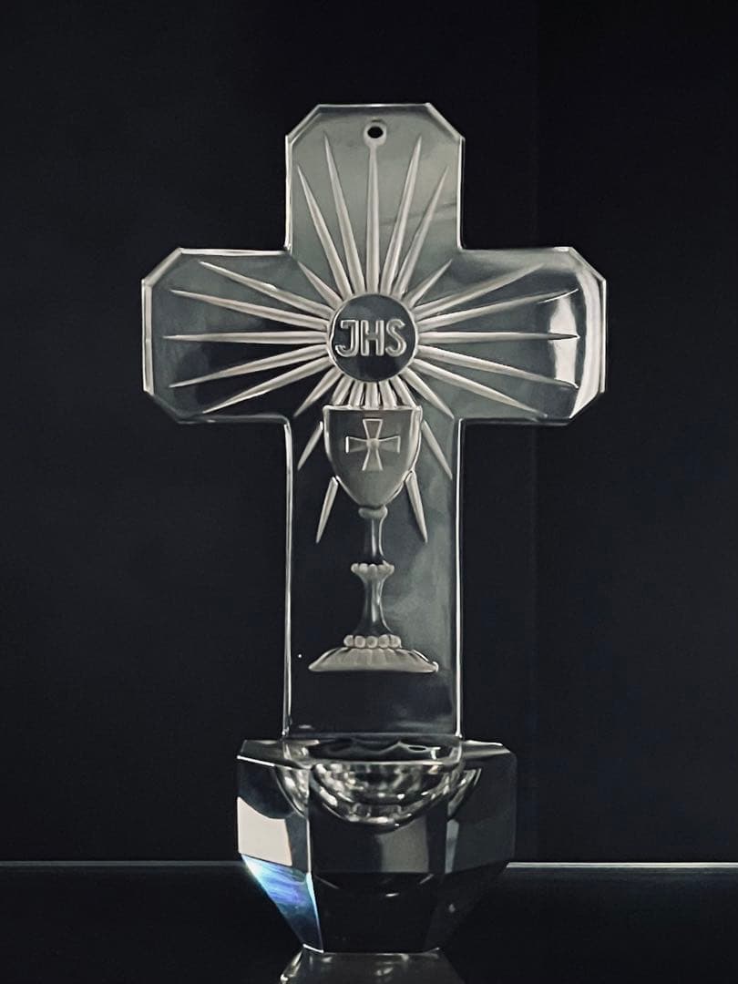 BACCARATバカラ/※極希少型 美品　キリスト クロス十字架　壁掛け聖水盤
