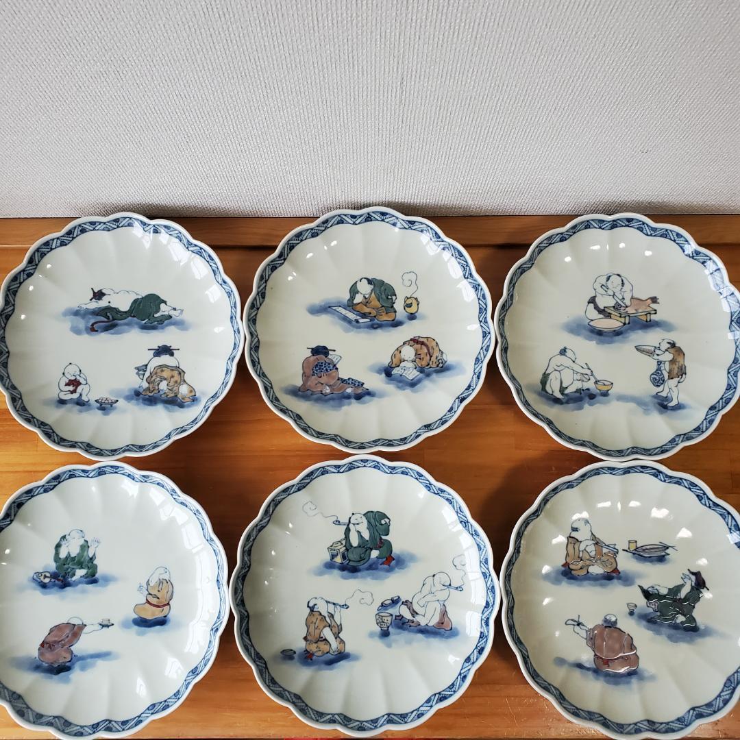 未使用品 福右衛門窯 盛り込み皿 盛り皿 中皿 希少な6客 献上手 古伊万里焼