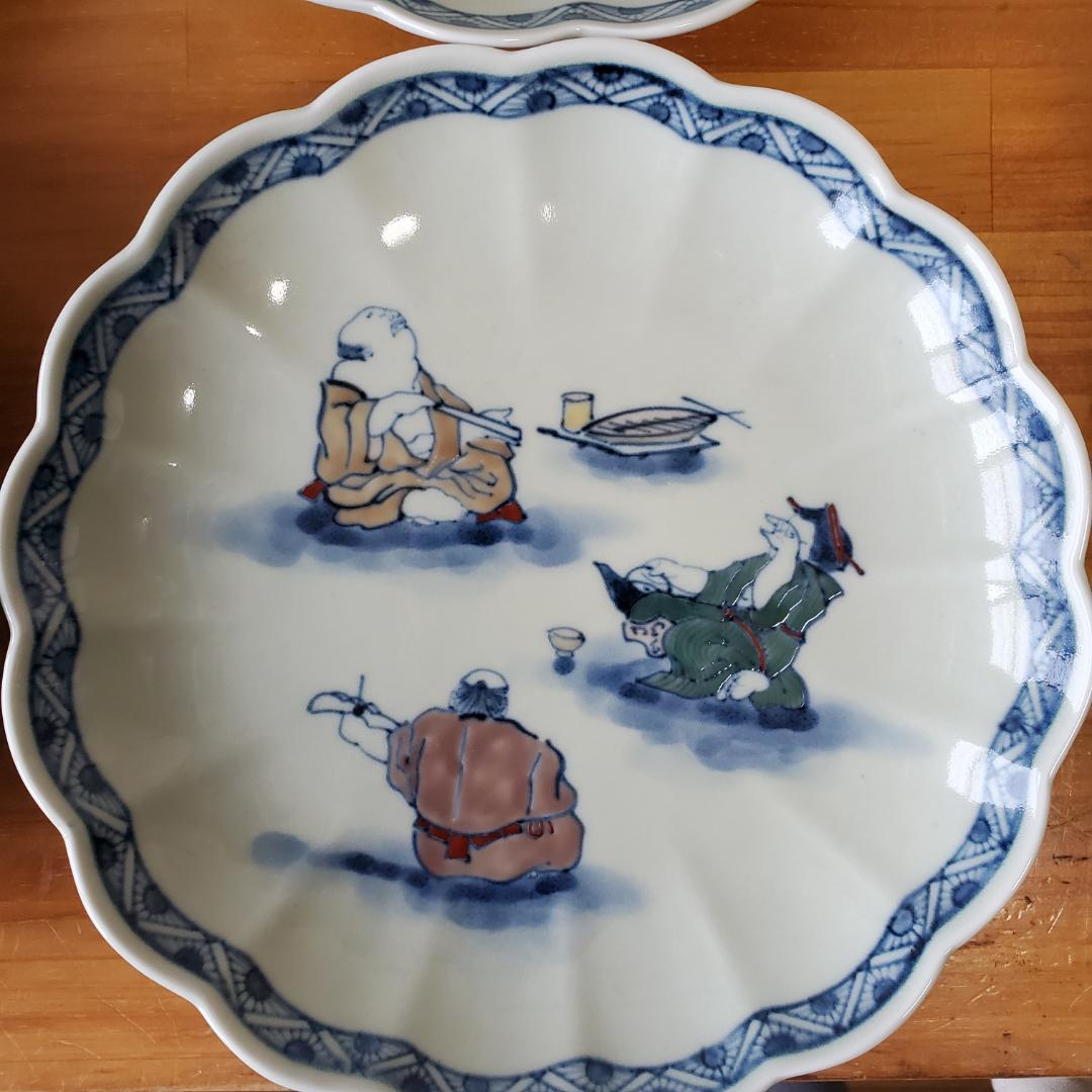 未使用品 福右衛門窯 盛り込み皿 盛り皿 中皿 希少な6客 献上手 古伊万里焼