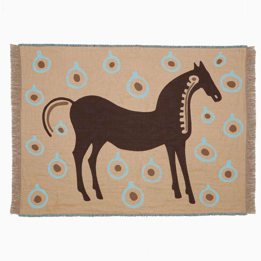 marimekko ムスタタンマ Mustatamma ブランケット 午年 馬