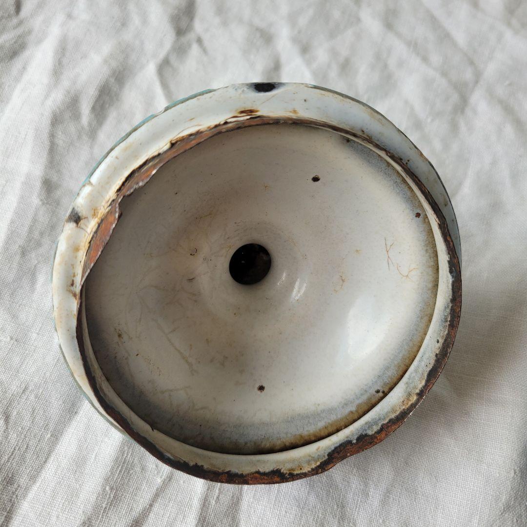 フランス　アンティーク　コーヒーポット　ホーロー　ブルー